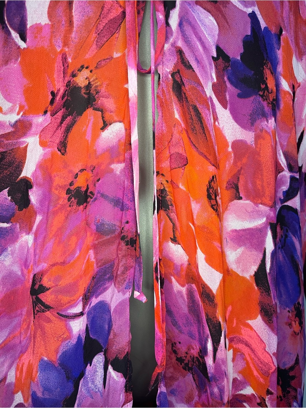 Catalina Sheer Cover Up Large Floral Kimono Kaftan Swim Pink Purple Black Swim - Picture 8 of 12